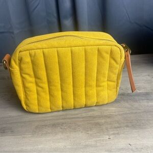 Mustard Yellow Quilted Corduroy Women's Clutch Bag
